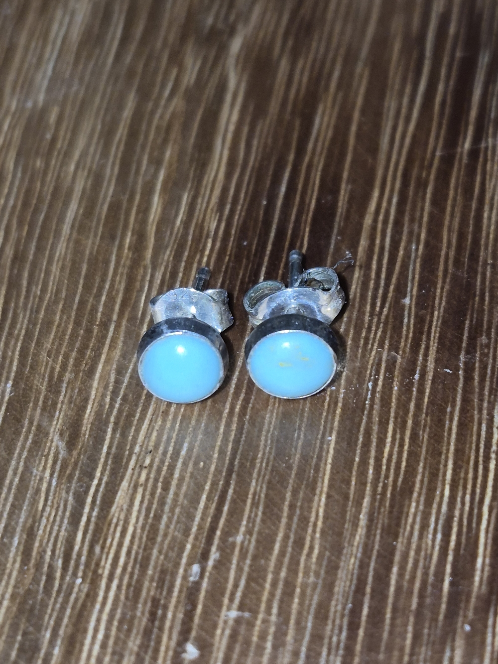 Sterling Silver Real Blue Turquoise Stud Earrings